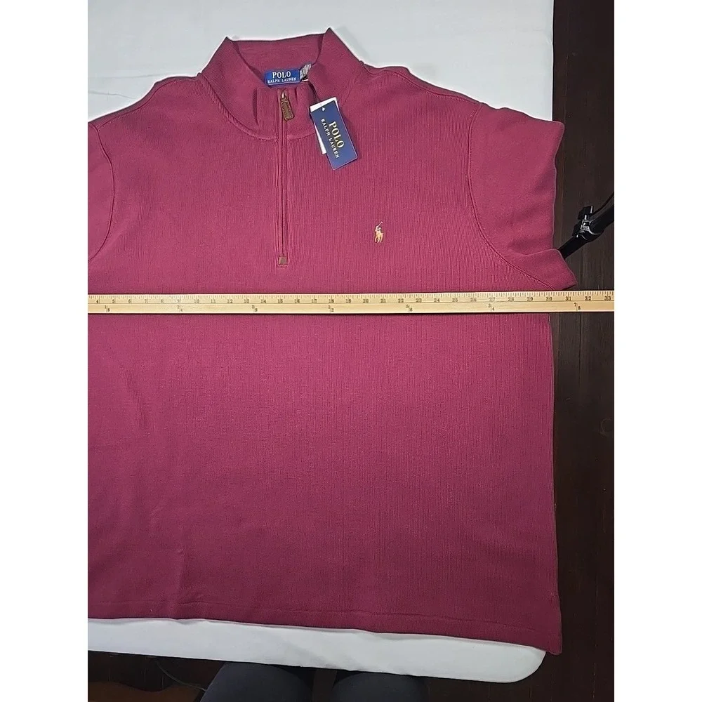 NWT Polo Ralph Lauren‎ 1/4 Zip Sweater Maroon Big 3XLT Old Money